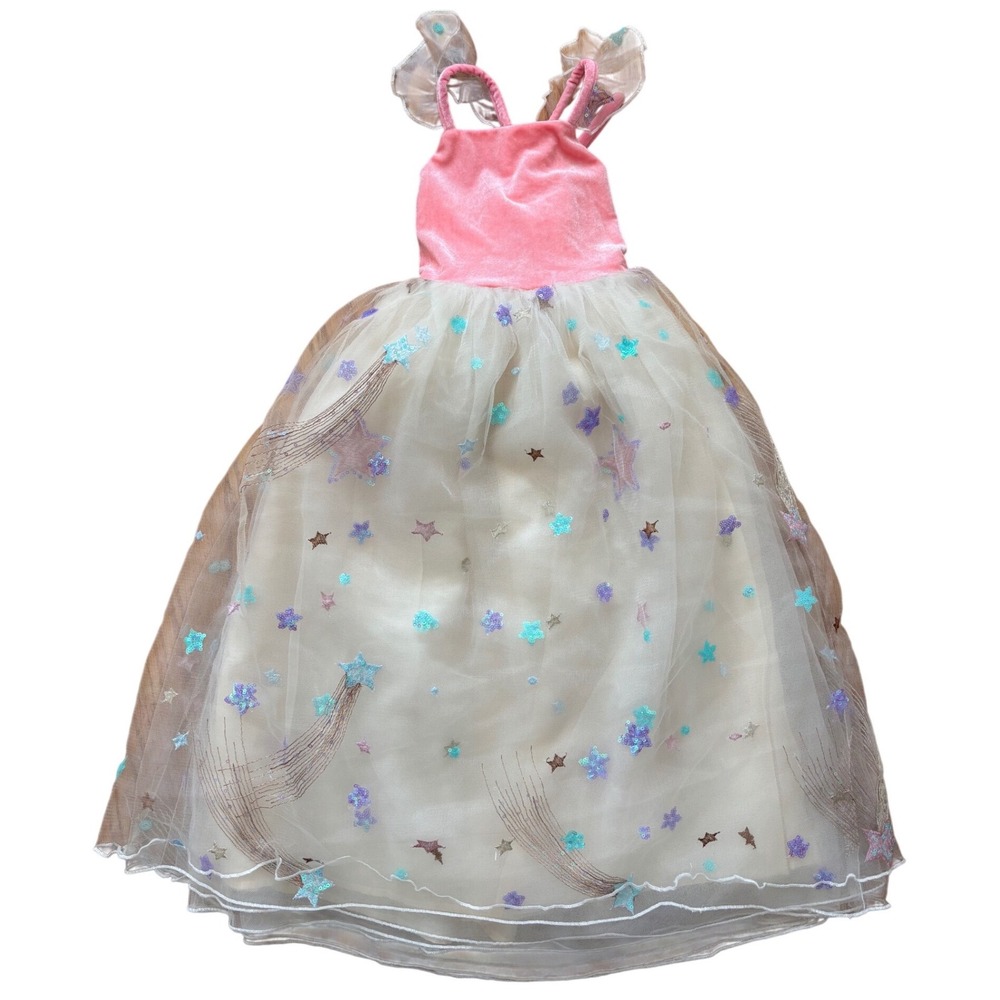 Love + Grow Girls Pink Velvet Star Tulle Princess Dress Costume Shooting Star 4T - Picture 2 of 8